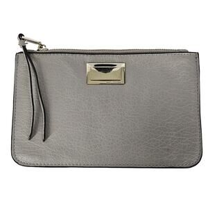 JUICY COUTURE WOMEN'S GRAY LEATHER CLUTCH HANDBAG 5.5" x 8.5"